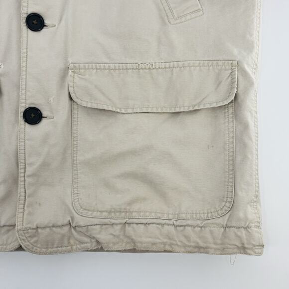 Vintage LL Bean Chore Coat Mens Size Large Beige Cotton Barn Jacket 90s Outdoor - Picture 8 of 13